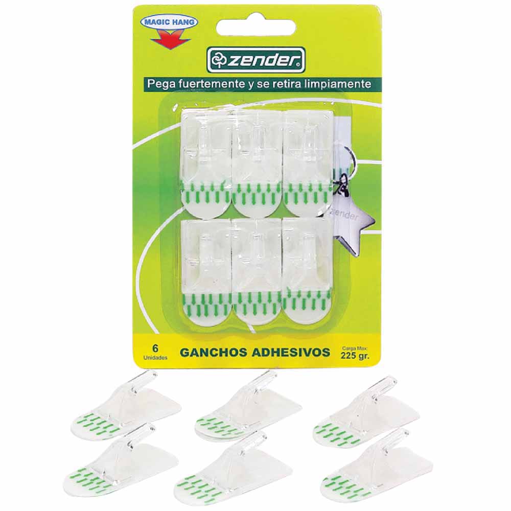 Gancho Adhesivo ZENDER Trasparente 200g x6un