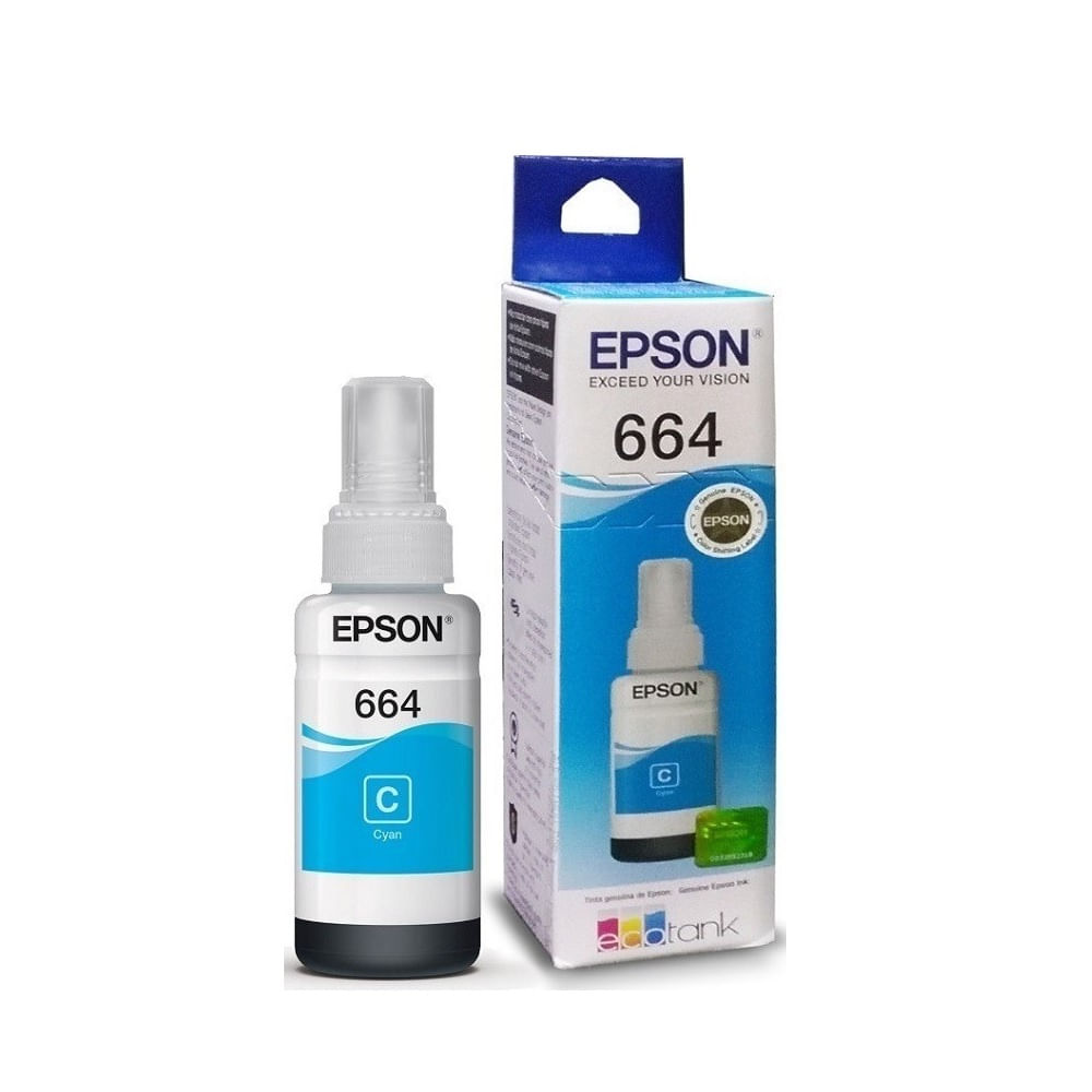 Pomo de tinta Epson T664 color Cyan | plazaVea - Supermercado
