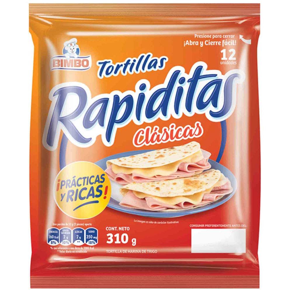 Tortillas Rapiditas Clásicas BIMBO Bolsa 12un plazaVea Supermercado