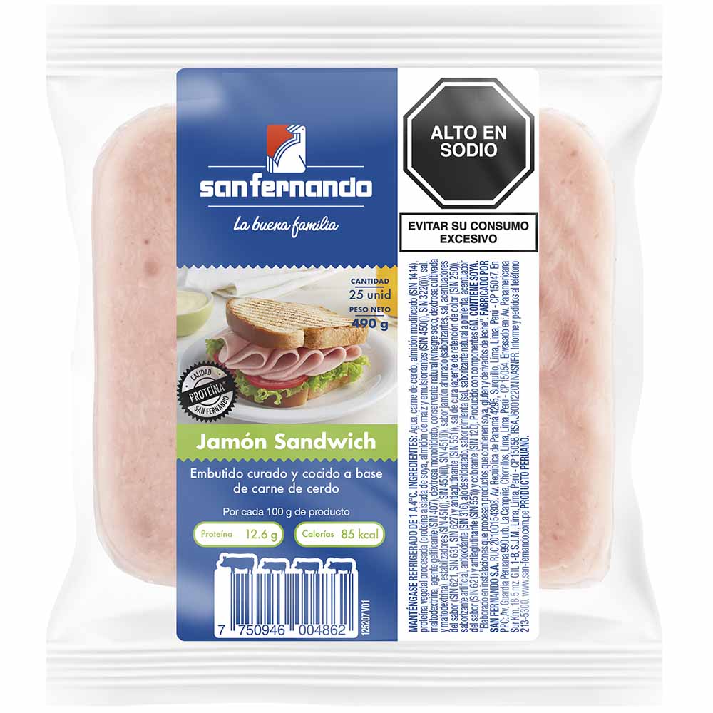 Jamón Sándwich SAN FERNANDO Bolsa 490g