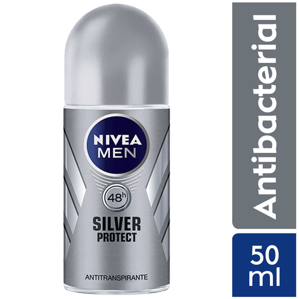Desodorante para Hombre Roll On NIVEA Silver Protect Male Frasco 50ml