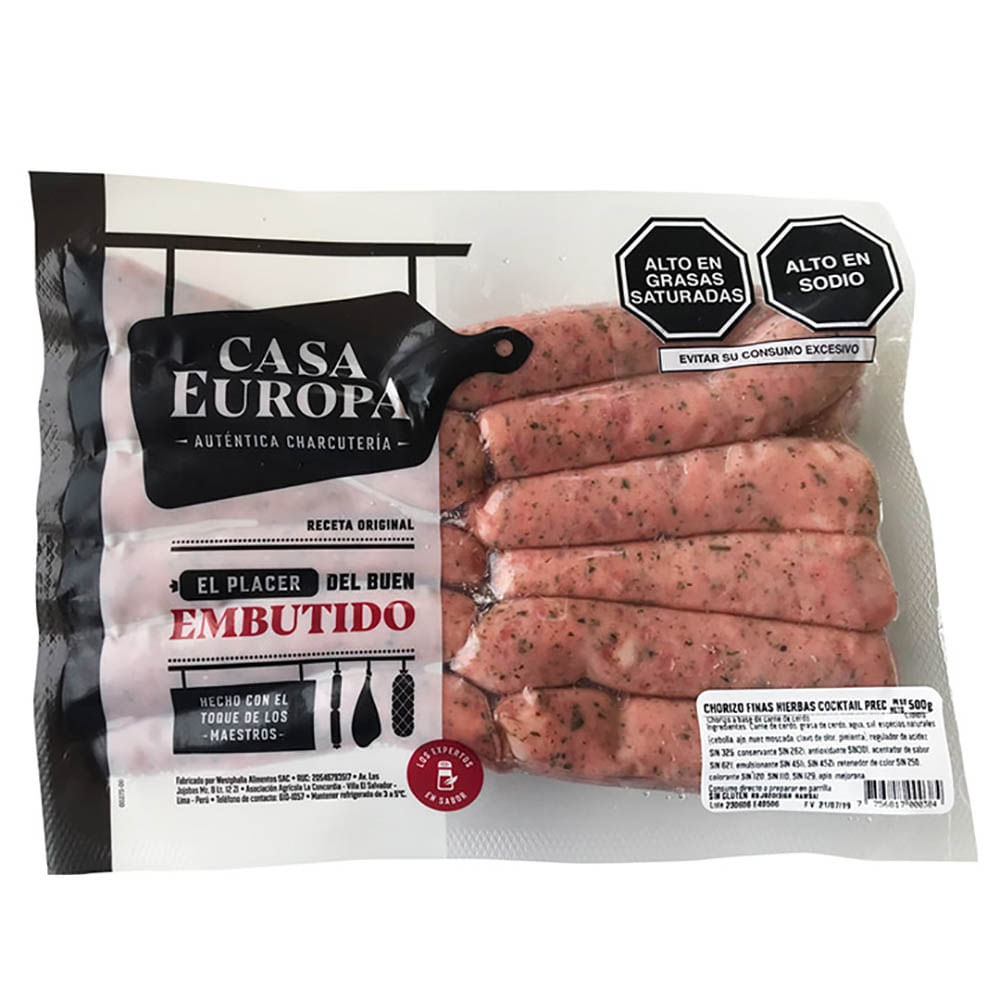 Chorizo Cocktail de Finas Hierbas CASA EUROPA Paquete 500g