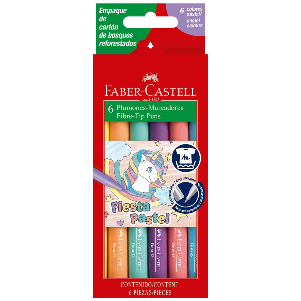 Plumones FABER-CASTELL Fiesta Pastel Caja 6un | plazaVea - Supermercado