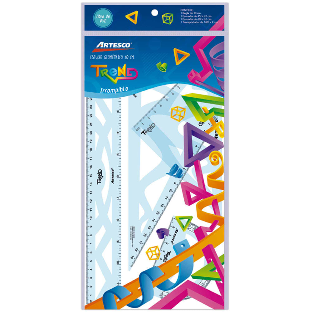 Estuche Geométrico ARTESCO Trend Irrompible 30cm