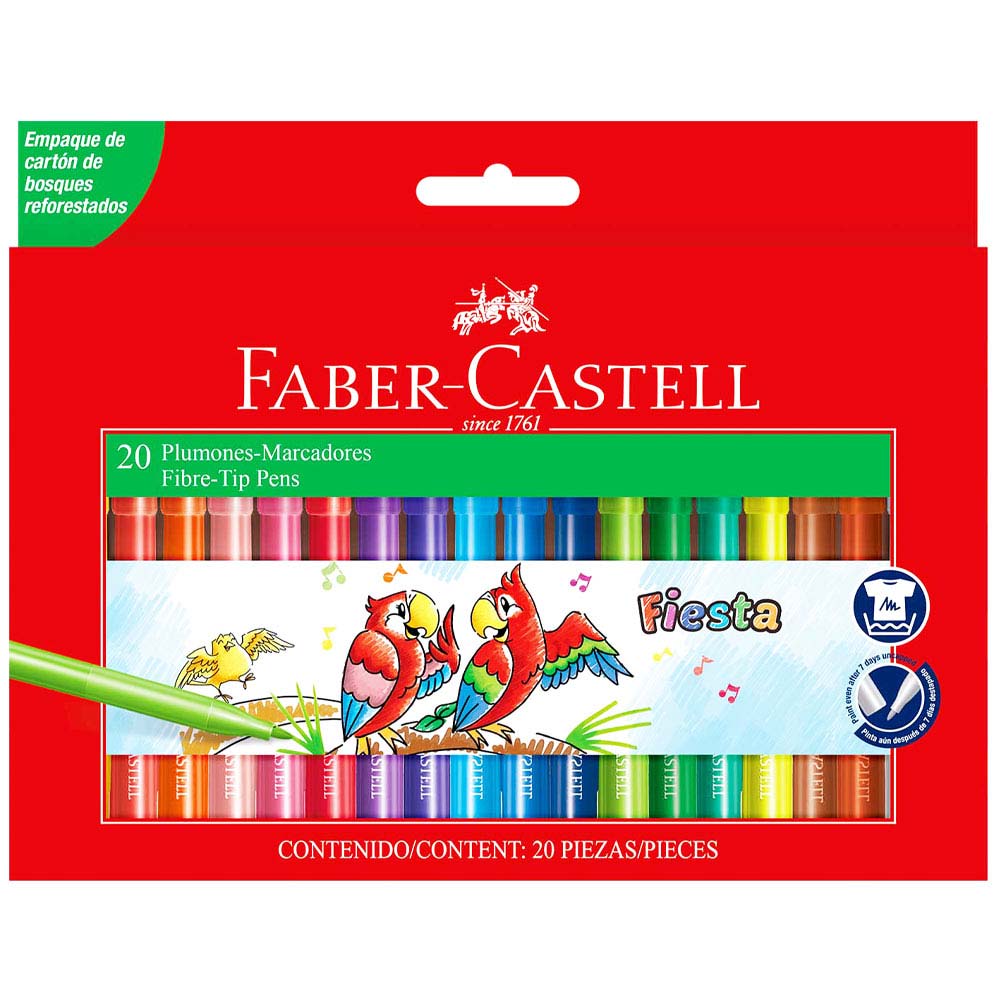 Plumones FABER CASTELL Fiesta 45 33045 Caja 20un