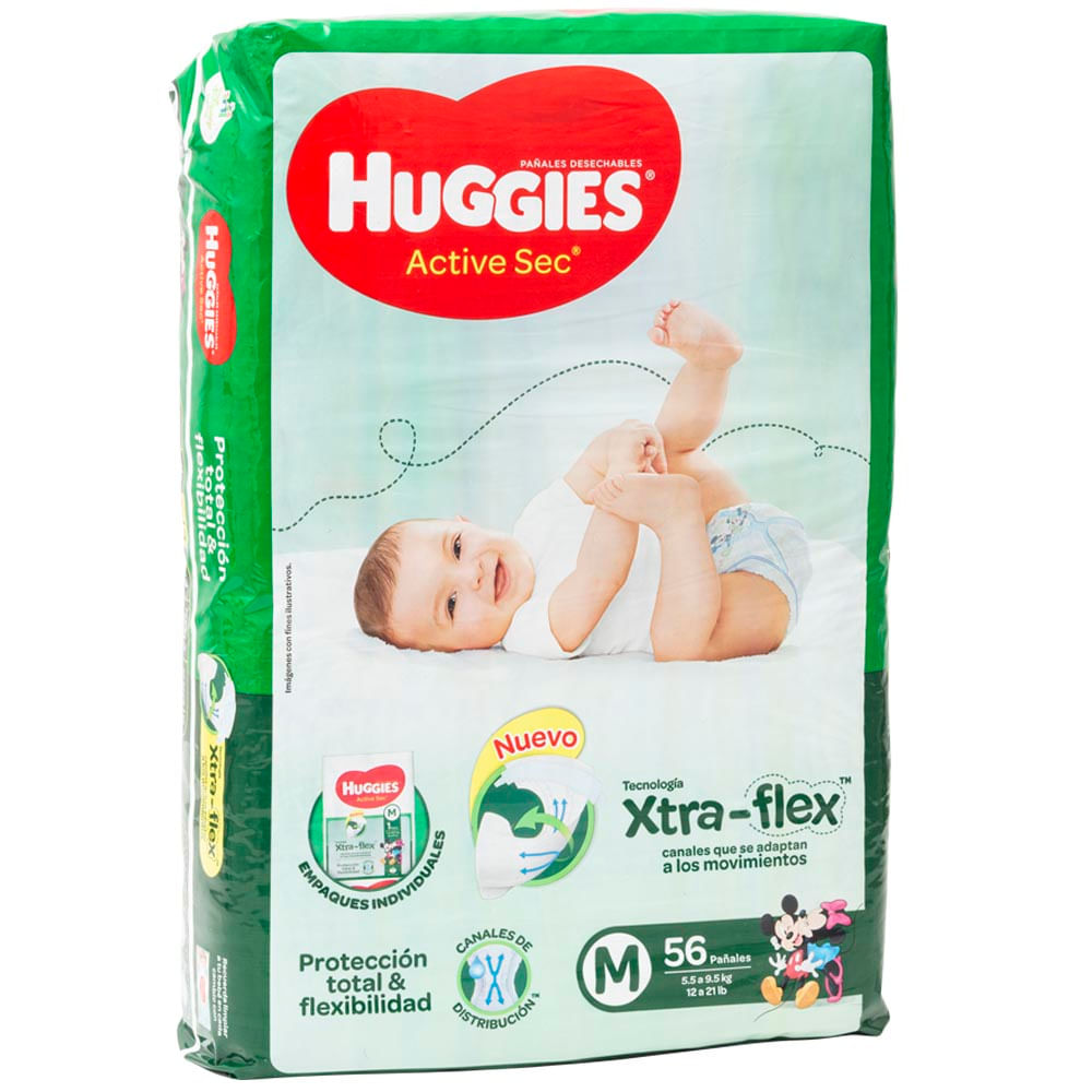 Pañales para Bebé HUGGIES Active Sec Talla M Paquete 56un | plazaVea - Supermercado pañales huggies amarillos g