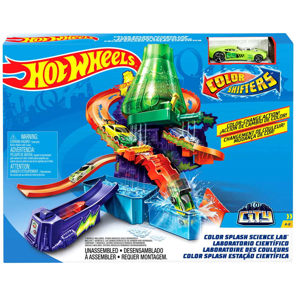 Pista de Juguete HOT WHEELS City Color Shifters Laboratorio Científico