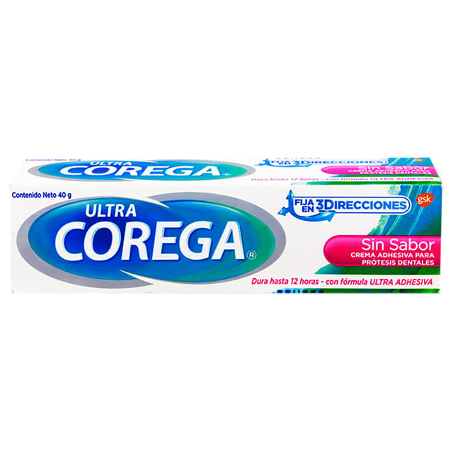 Crema Adhesiva Para Prótesis Dentales Corega Ultra Sin Sabor - Tubo 40 G