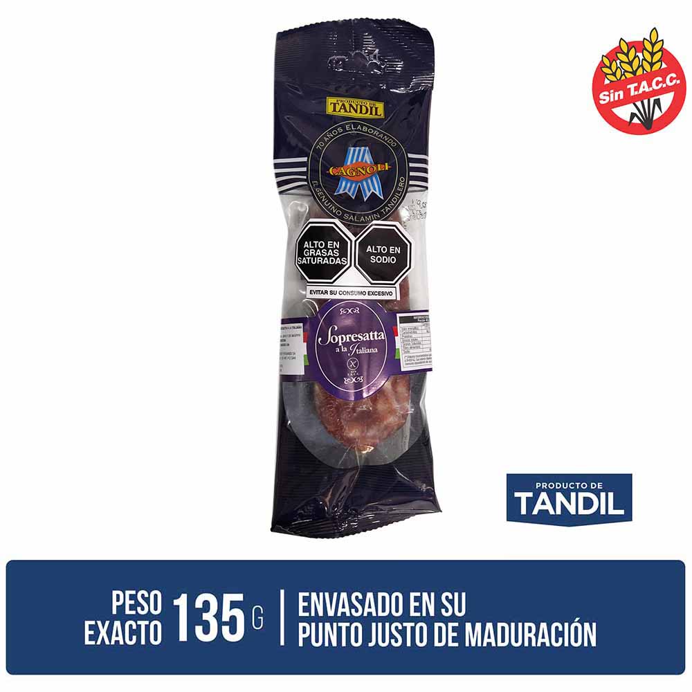 Salame Sopresatta La Italiana CAGNOLI Paquete 135g plazaVea