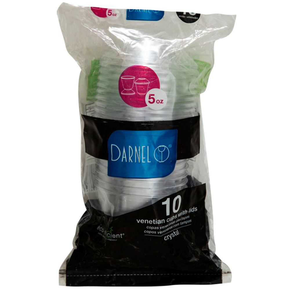 Copa DARNEL 5 Oz Cristal con Tapa Paquete 10un 50x50x50mm