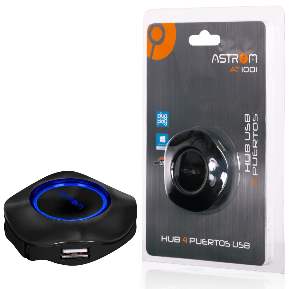 Hub USB Multipuertos AT 1001 Astro de 4 Puertos 2.0 Circular