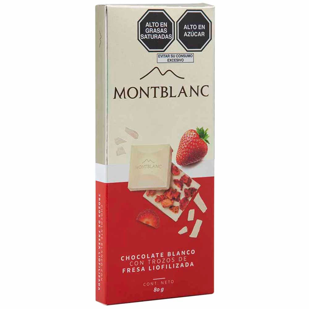 Chocolate Blanco en Tableta MONTBLANC Fresa Caja 80g plazaVea