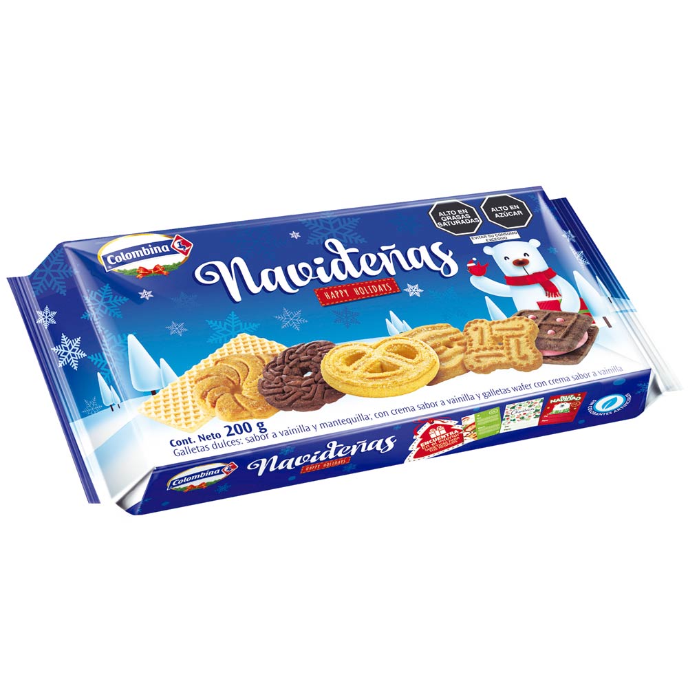 Galletas Dulces COLOMBINA Navideñas Surtidas Paquete 200g | plazaVea