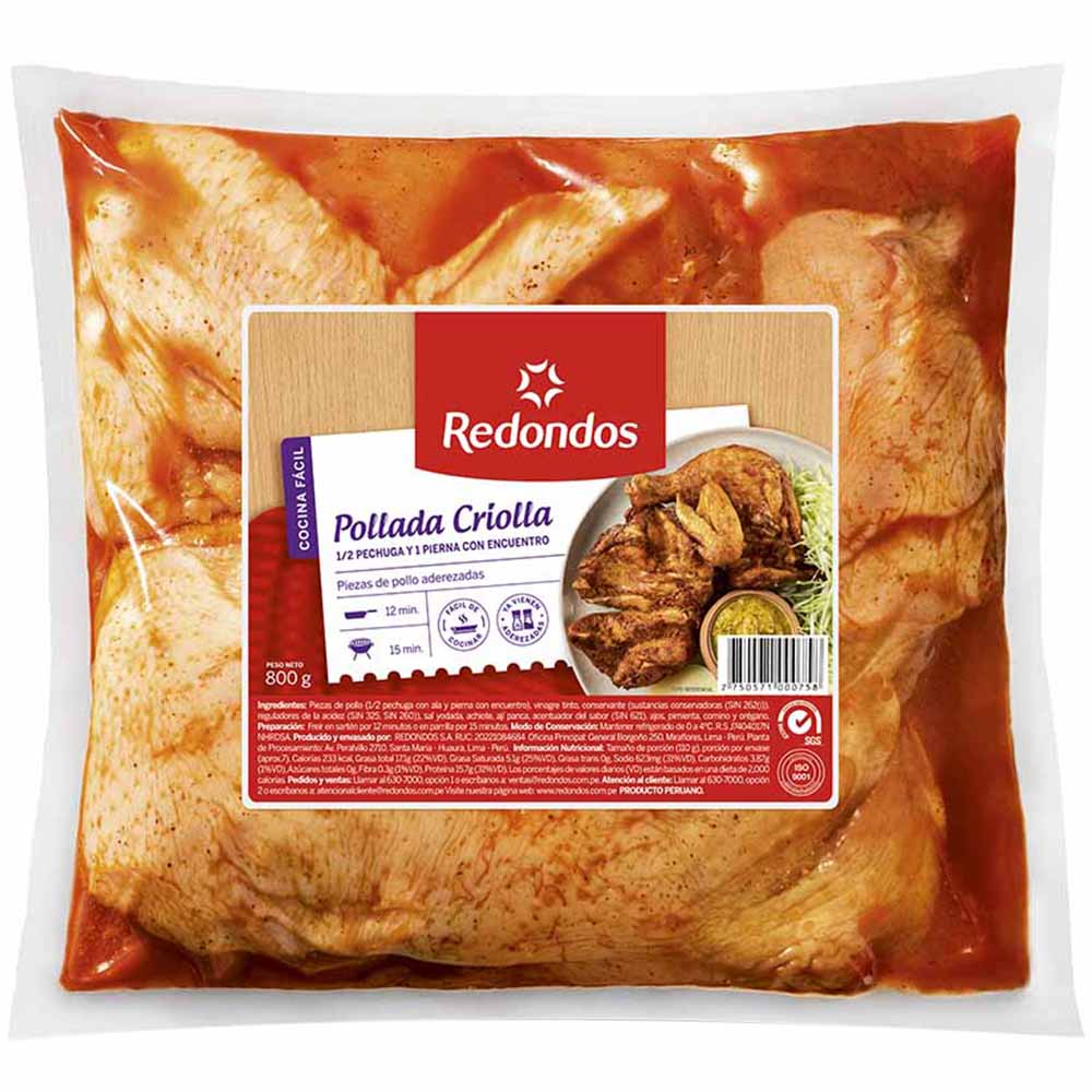 Pollada Criolla REDONDOS Empaque 800g