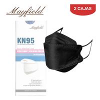 Mascarilla KN95 Mayfield Fish Shape 3D Negro Caja*20und Pack 2 Cajas