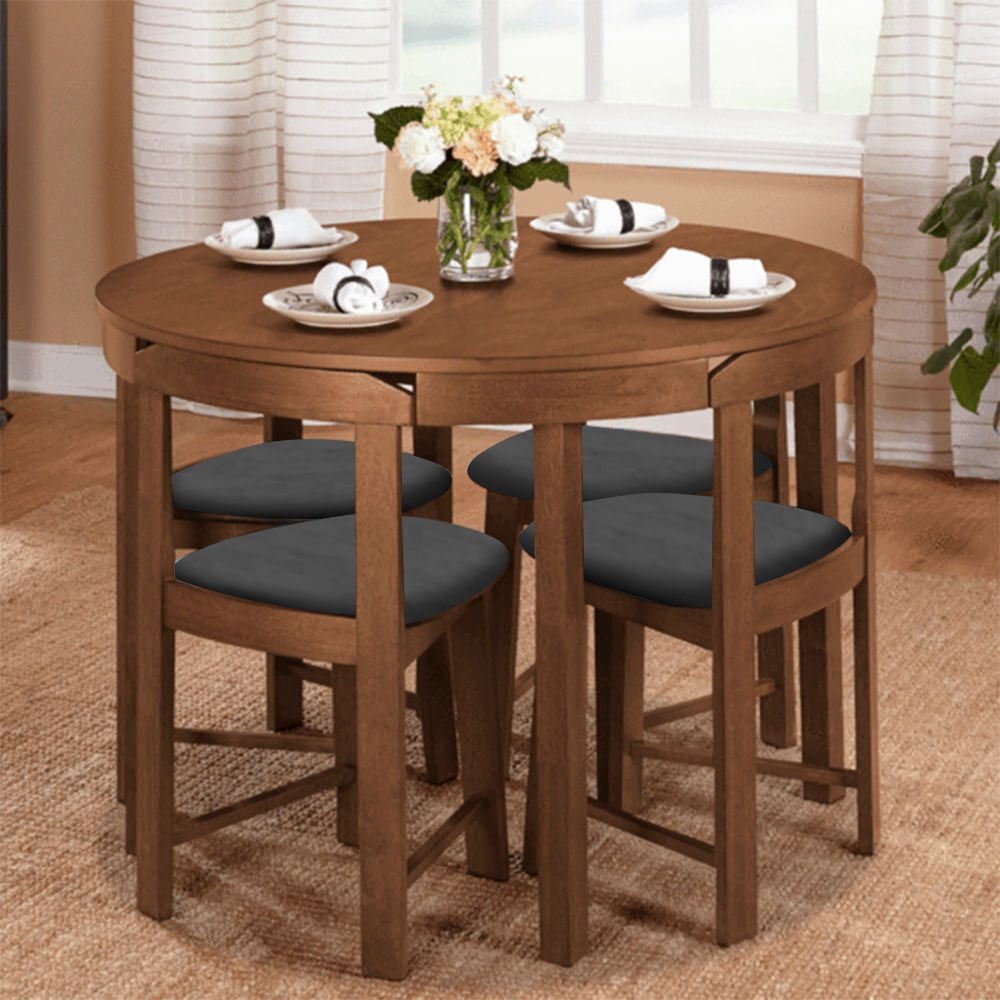 Juego de comedor de 4 sillas Fabiola Home Premium Gris Oscuro