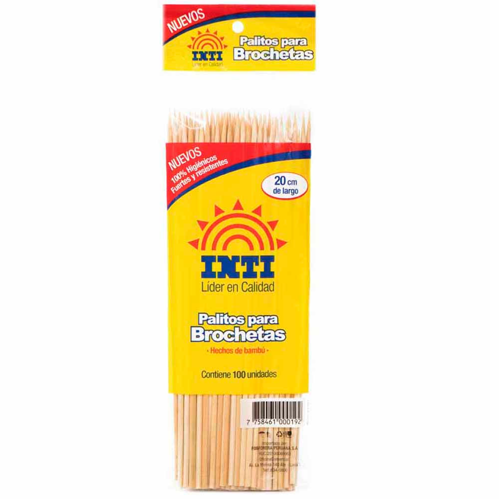 Brochetas INTI 20cm Bolsa 100un 98x85x15mm