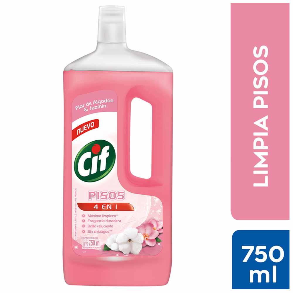 Limpiador De Pisos Liquido Cif Aroma Flor De Algodon Y Jazmin Botella 750ml Plazavea Supermercado