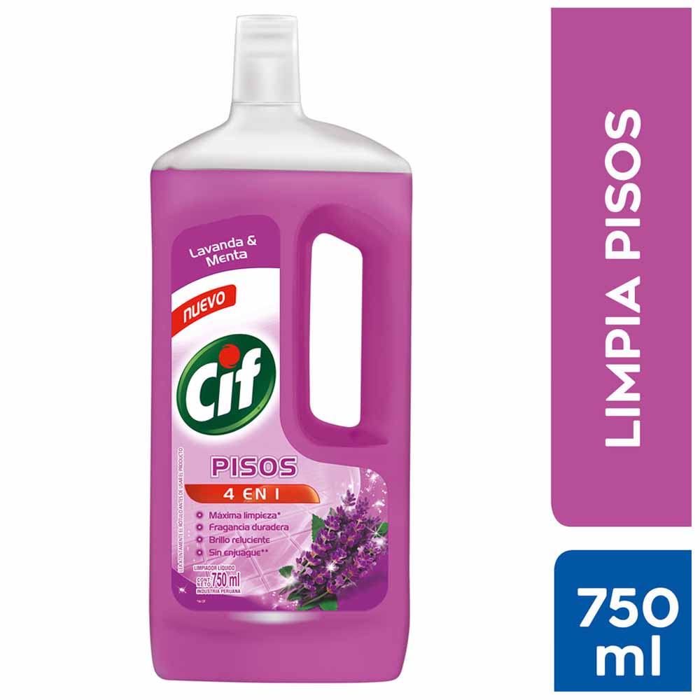 Limpiador De Pisos Liquido Cif Aroma Lavanda Y Menta Botella 750ml Plazavea Supermercado