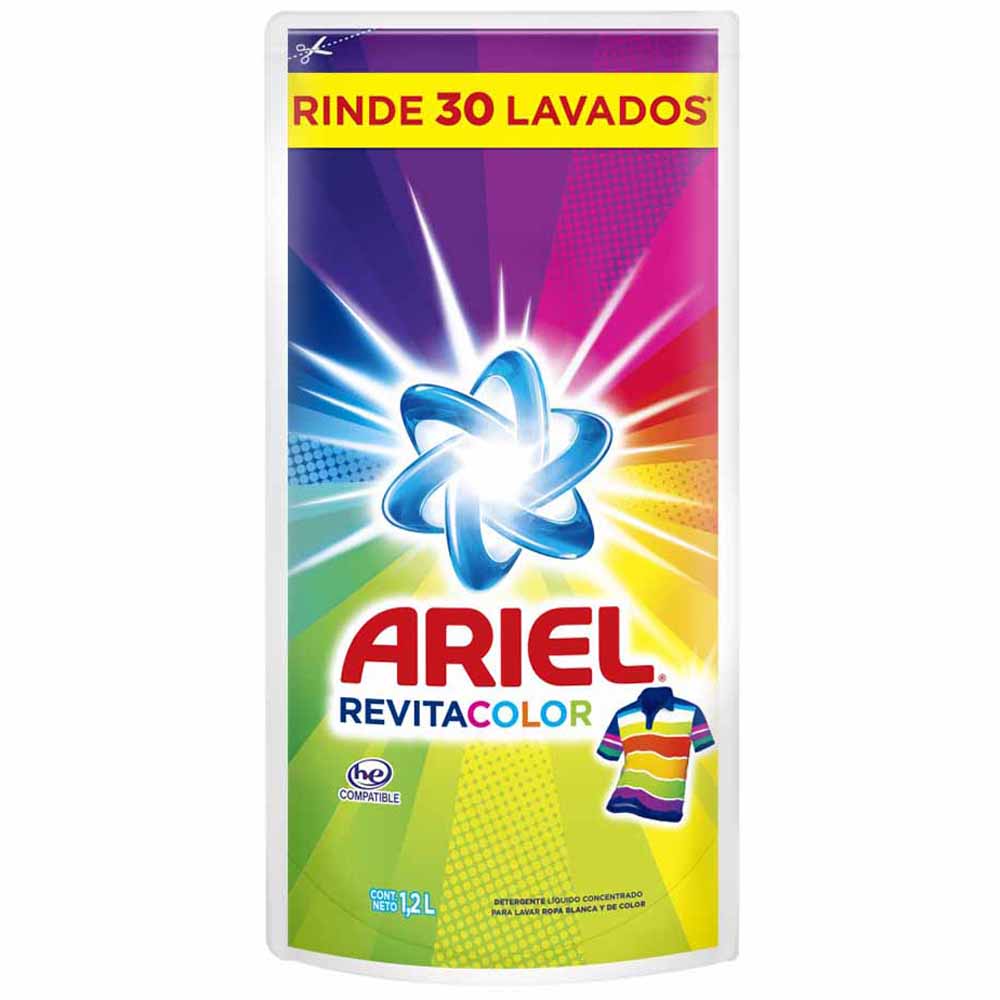 Detergente Líquido ARIEL Revita Color Doypack 1.2L ...