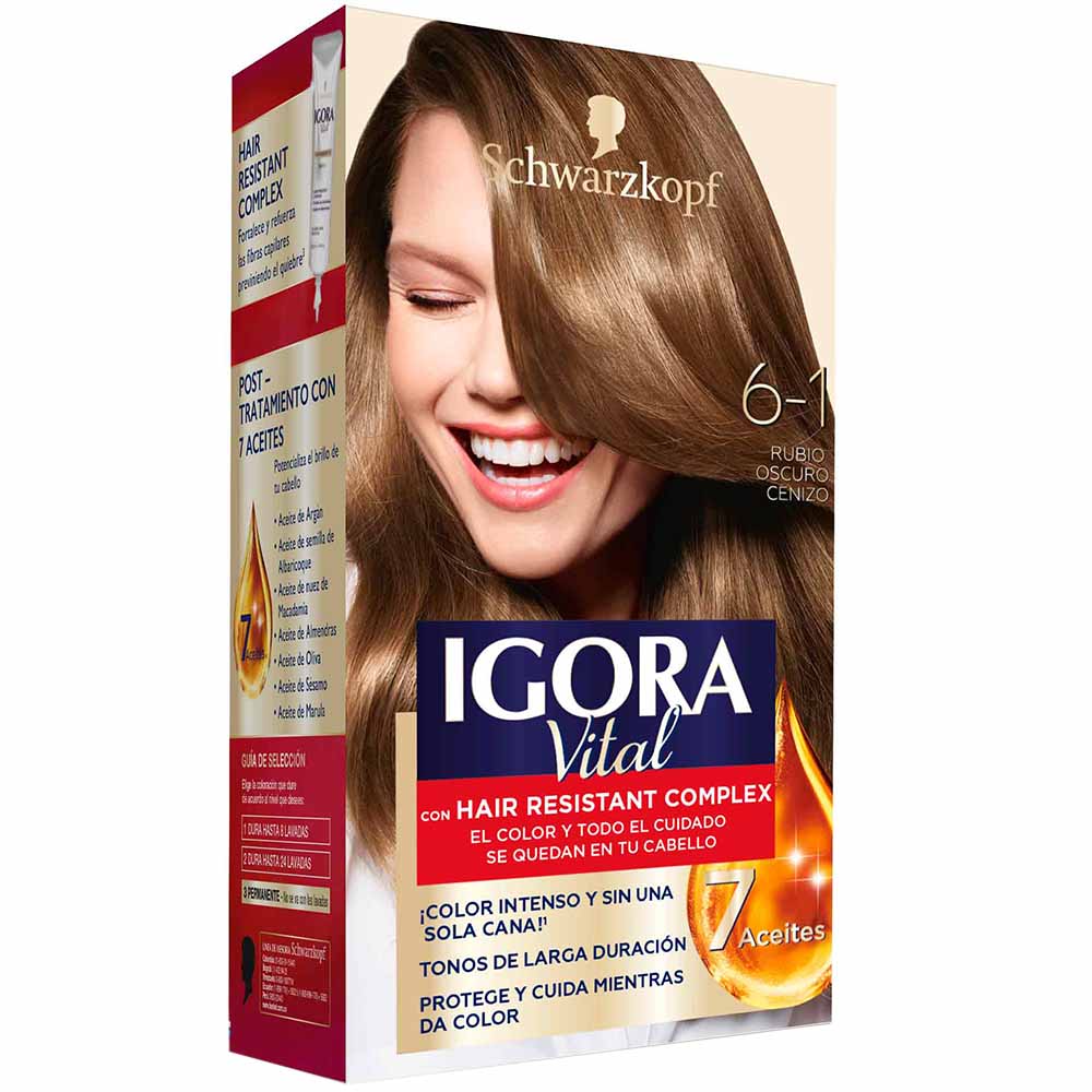 Tinte para Cabello IGORA Vital 61 Rubio Oscuro Cenizo