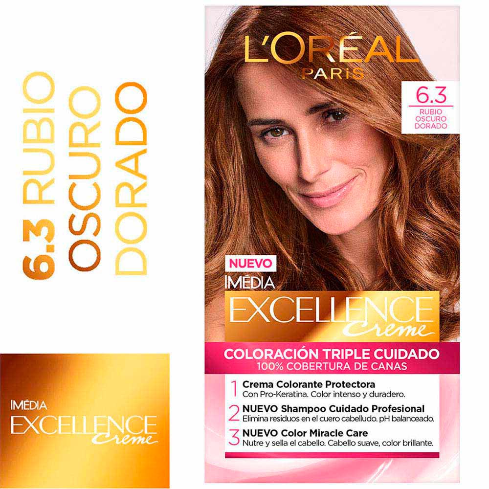 Tinte para Cabello EXCELLENCE Creme 6.3 Rubio Oscuro Dorado Caja 1un