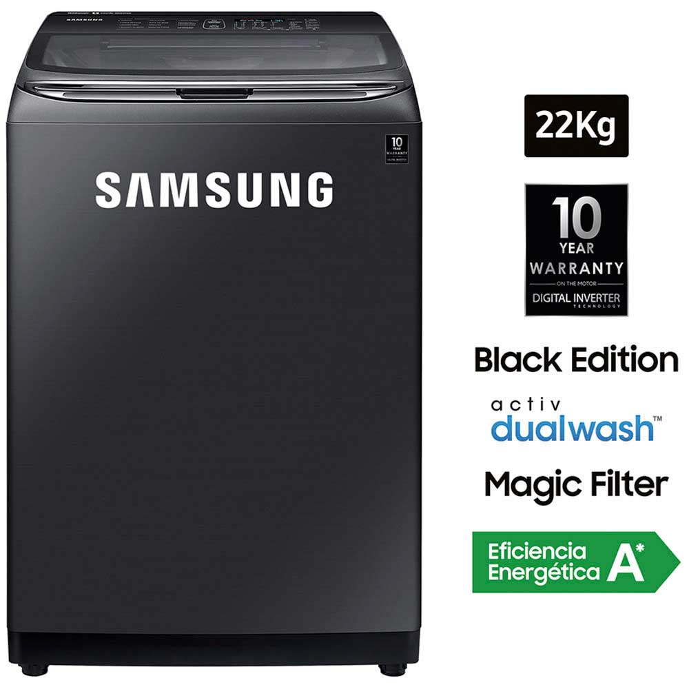 lavadora samsung 22kg wa22r8700gv negro