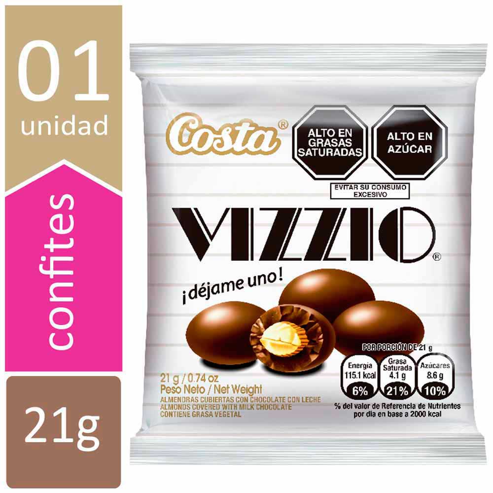 Chocolate con leche COSTA Vizzio Almendras cubiertas Caja 21g