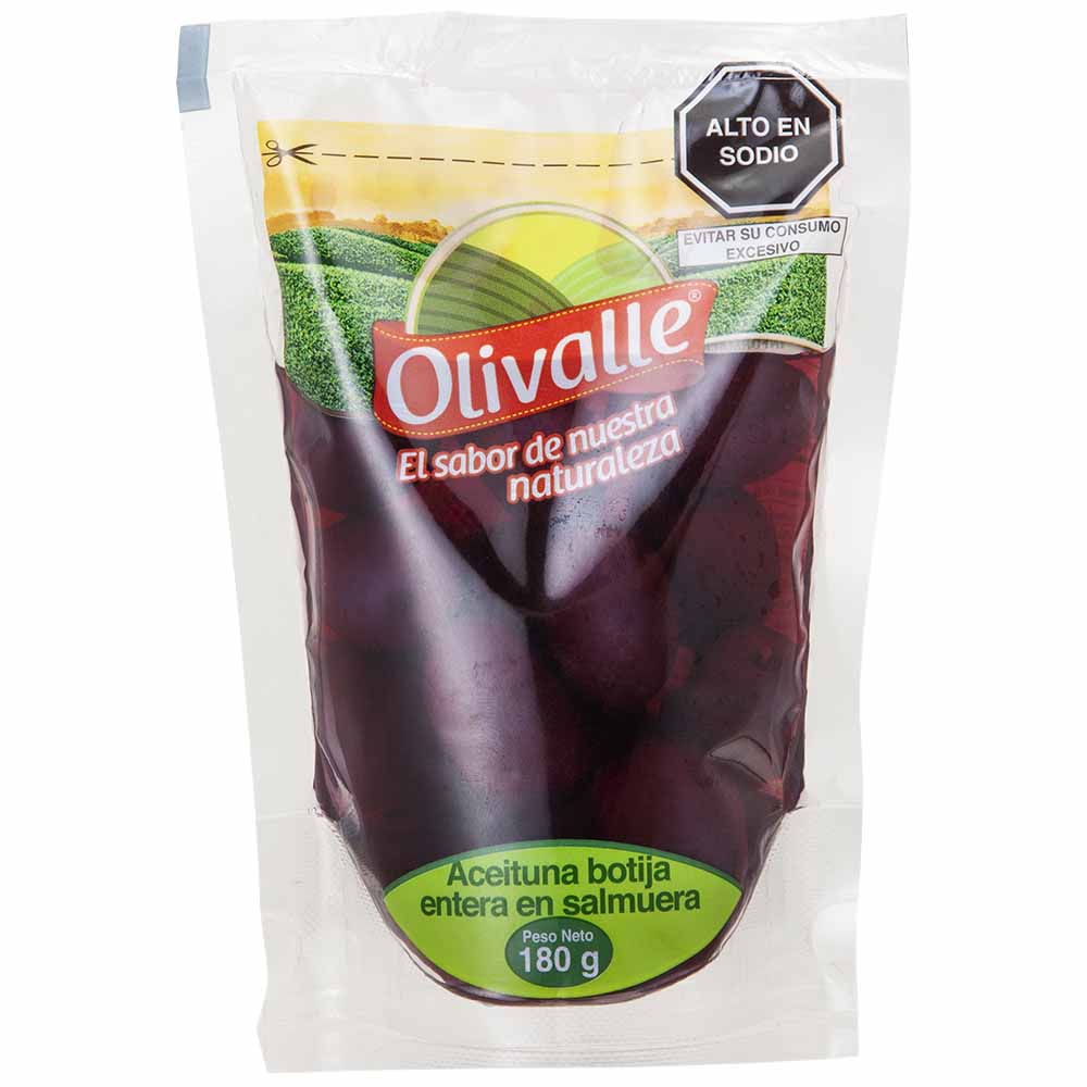 Aceitunas Enteras en Conserva OLIVALLE Botija Doypack 180g