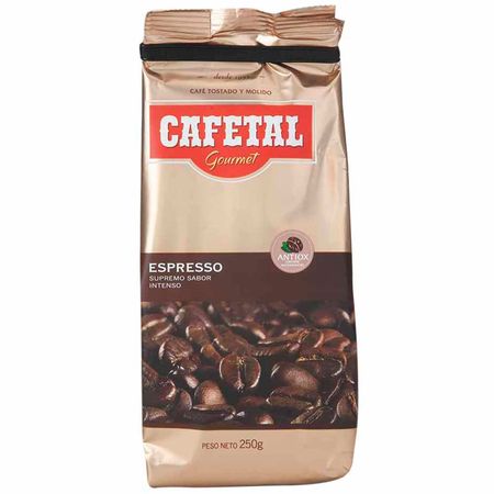 Café Tostado y Molido CAFETAL Gourmet Espresso Bolsa 250g | plazaVea -  Supermercado