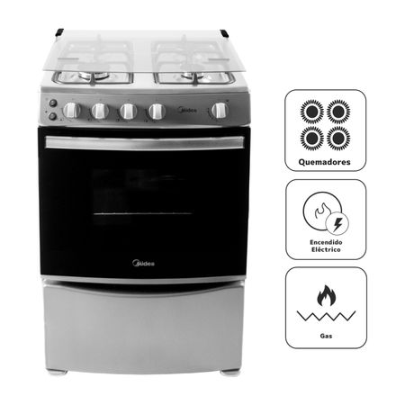 Cocina a Gas MIDEA 4 Quemadores MLS24F2LGAGG-PE Silver | plazaVea -  Supermercado