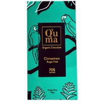 Barra de Chocolate Q'UMA Canela 70% Cacao Sin Azúcar Caja 70g