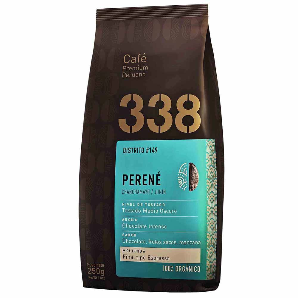 Café Orgánico Tostado y Molido 338 Perené Bolsa 250g