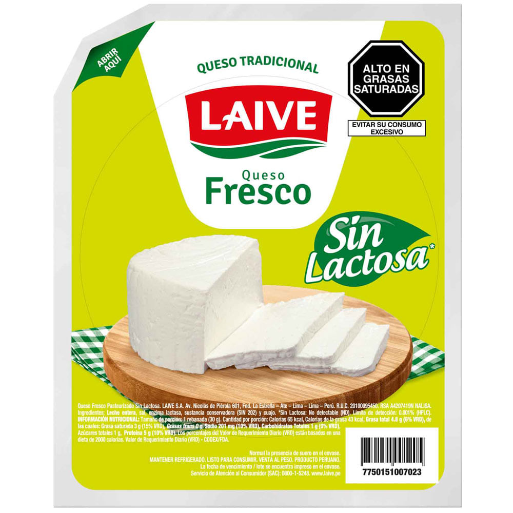 Queso Fresco Laive Sin Lactosa Paquete 300g Plazavea Supermercado