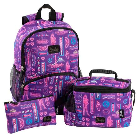 Set CHILDRENS CLUB Barbie Mochila + Lonchera + Cartuchera Morado | plazaVea  - Supermercado