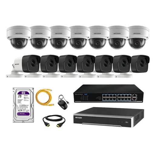 Camara de Seguridad Ip Poe Full HD 1080P Kit 4 Disco 2TB WD Purpura