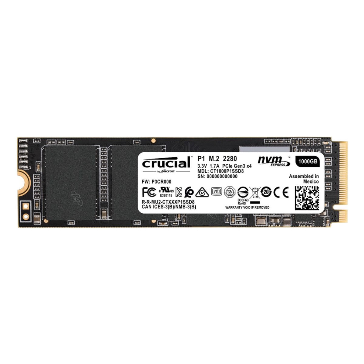 Disco Sólido Crucial CT1000P1SSD8 1TB P1 NVMe M.2 Internal SSD