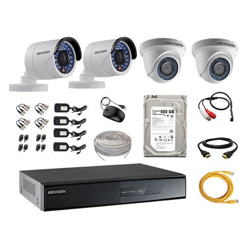 Kit 4 Cámaras de Seguridad Full HD 1080p Disco 500GB Vigilancia + Kit de  Herramientas Gratis