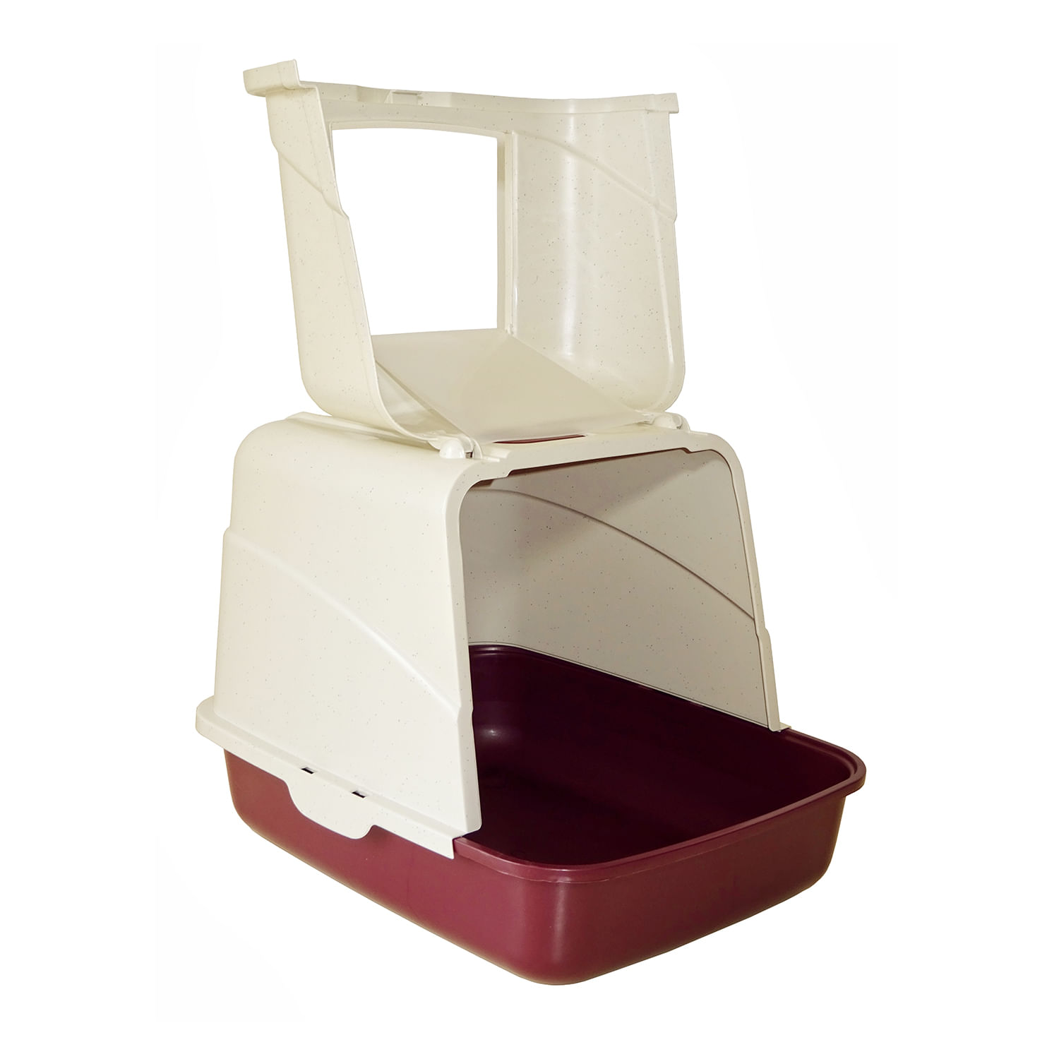 Baño Arenero Belén Bandeja con Tapa Frontal Abatible Filtro Carbón Guinda