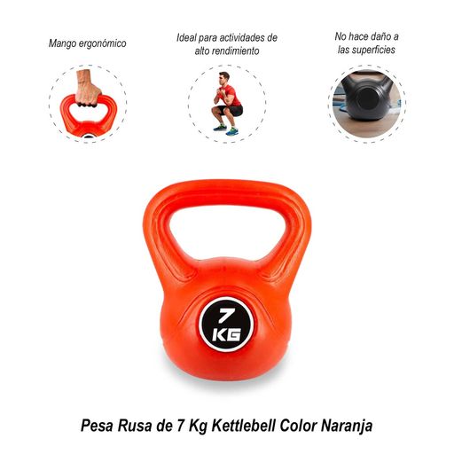 Pesa Rusa de 7kg Kettlebell Color Naranja plazaVea Supermercado