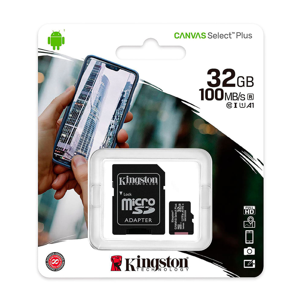 Memoria Micro SD Kingston Canvas 32GB Clase 10 UHS-I 100 MB/S