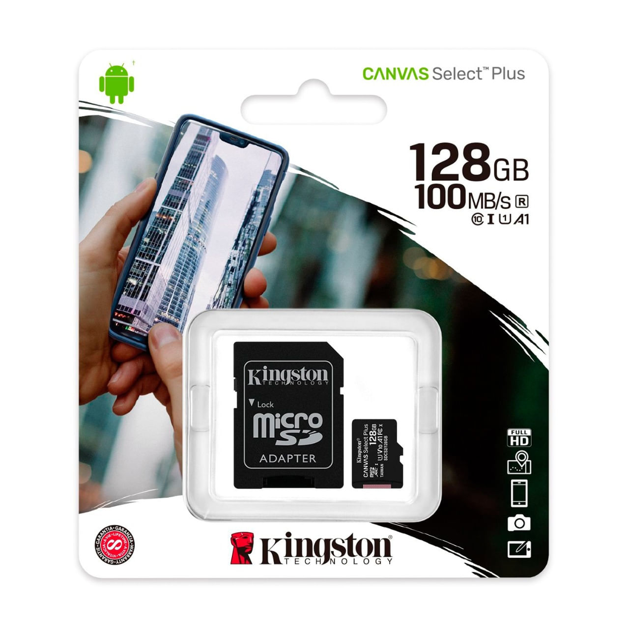 Memoria Micro SD Kingston Canvas 128GB Clase 10 UHS-I 100 MB/S