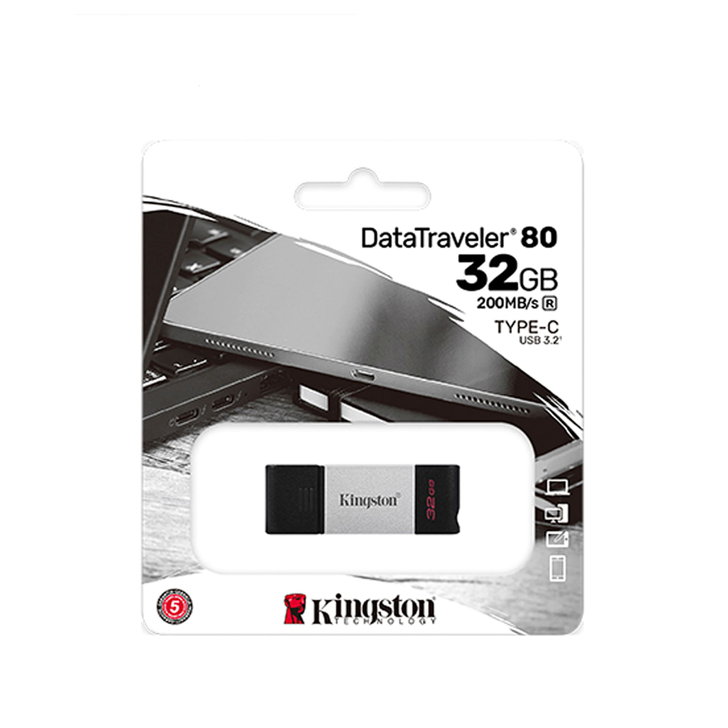 Memoria USB 3.2 Kingston DT80 32GB Tipo C 200MB/s