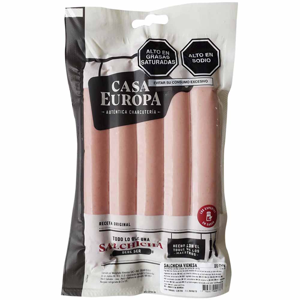 Salchicha Vienesa Clásica CASA EUROPA Paquete 250g