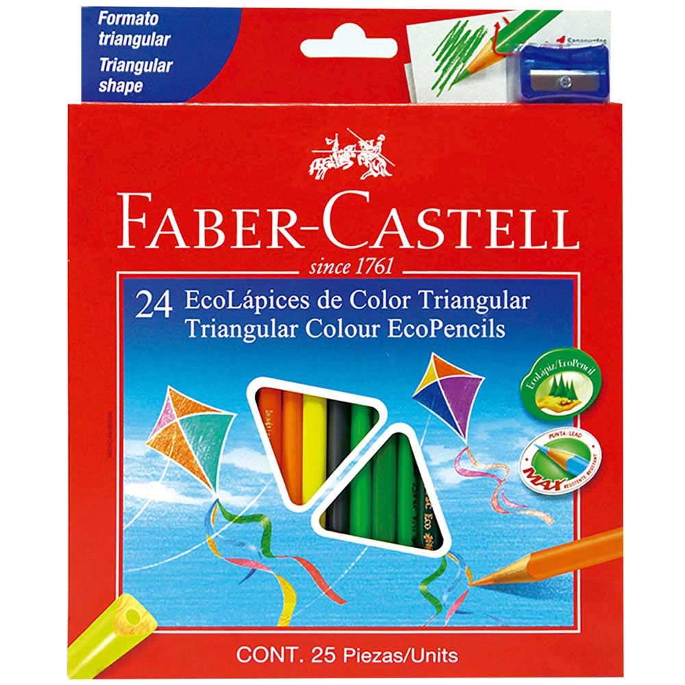 Lápices FABER CASTELL Eco-Lápices Colores Caja 24un + Tajador