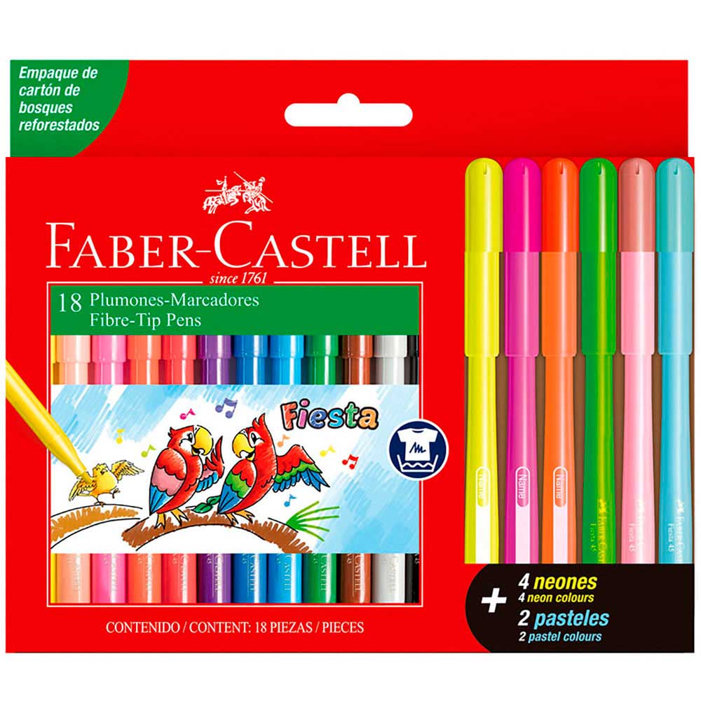 Plumones FABER-CASTELL Fiesta Caja 18un