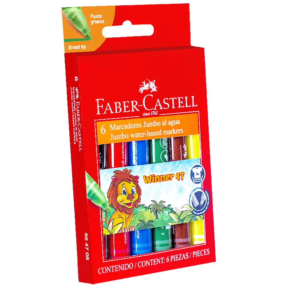 Plumón FABER-CASTELL Jumbo Agua Winner 47 Caja 6un