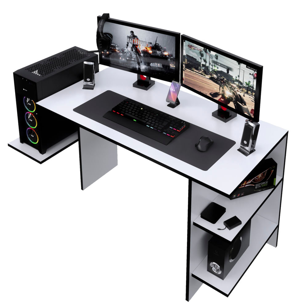 Escritorio Gamer NRO09 150cm Movenda Muebles Blanco plazaVea
