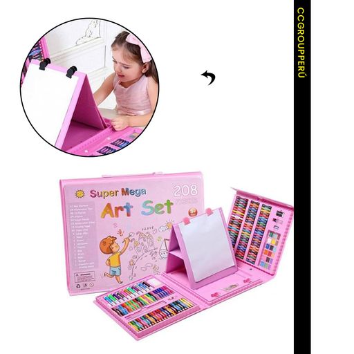 Set de Arte y Dibujo Infantil de 208 Piezas Rosado - Promart