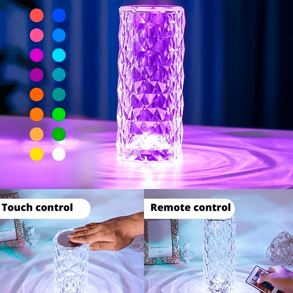 Lámpara de Mesa de Cristal Táctil Rgb 16 Colores Regulables Diseño ...